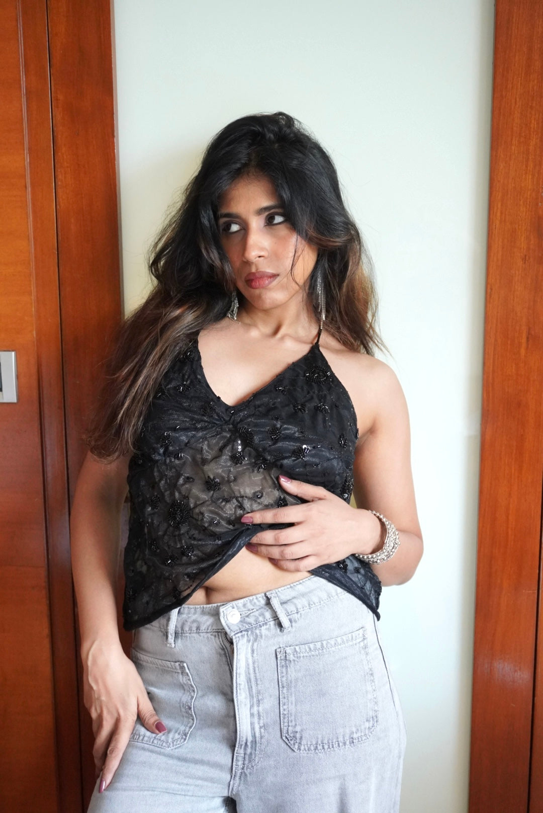 Black Sequin Top - Maya