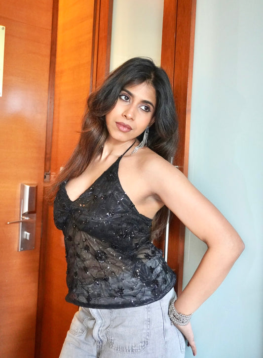 Black Sequin Top - Maya